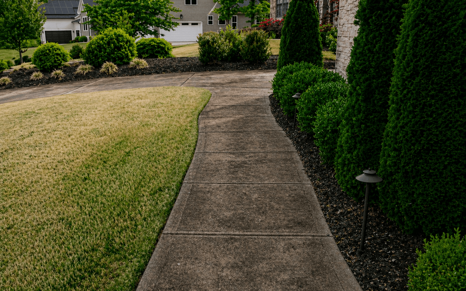 Walkway Transformation before — Grimy, slippery walkway